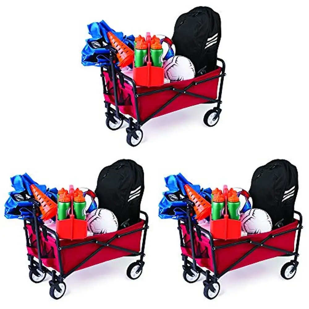 Heavy Duty All-Terrain Utility Cart Wagon with Rubber Wheels & 150lb Capacity Foldable Portable Compact Steel Frame Durable