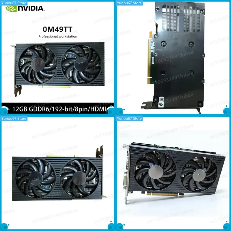 For NVIDIA RTX 3060 GPU 0M49TT 8GB GDDR6 256-bit Graphics Card PCI-E 3.0 8-Pin HDMI DP Dual-Fan for Desktop PC Computer