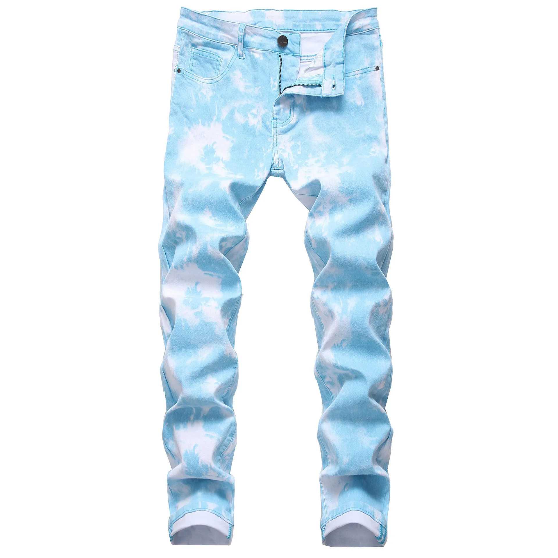 Moda Uomo Jeans Stretch Slim Fit pantaloni colorati Streetwear Casual Uomo Tie Dye Skinny Denim pantaloni Punk Plus Size Jeans Uomo