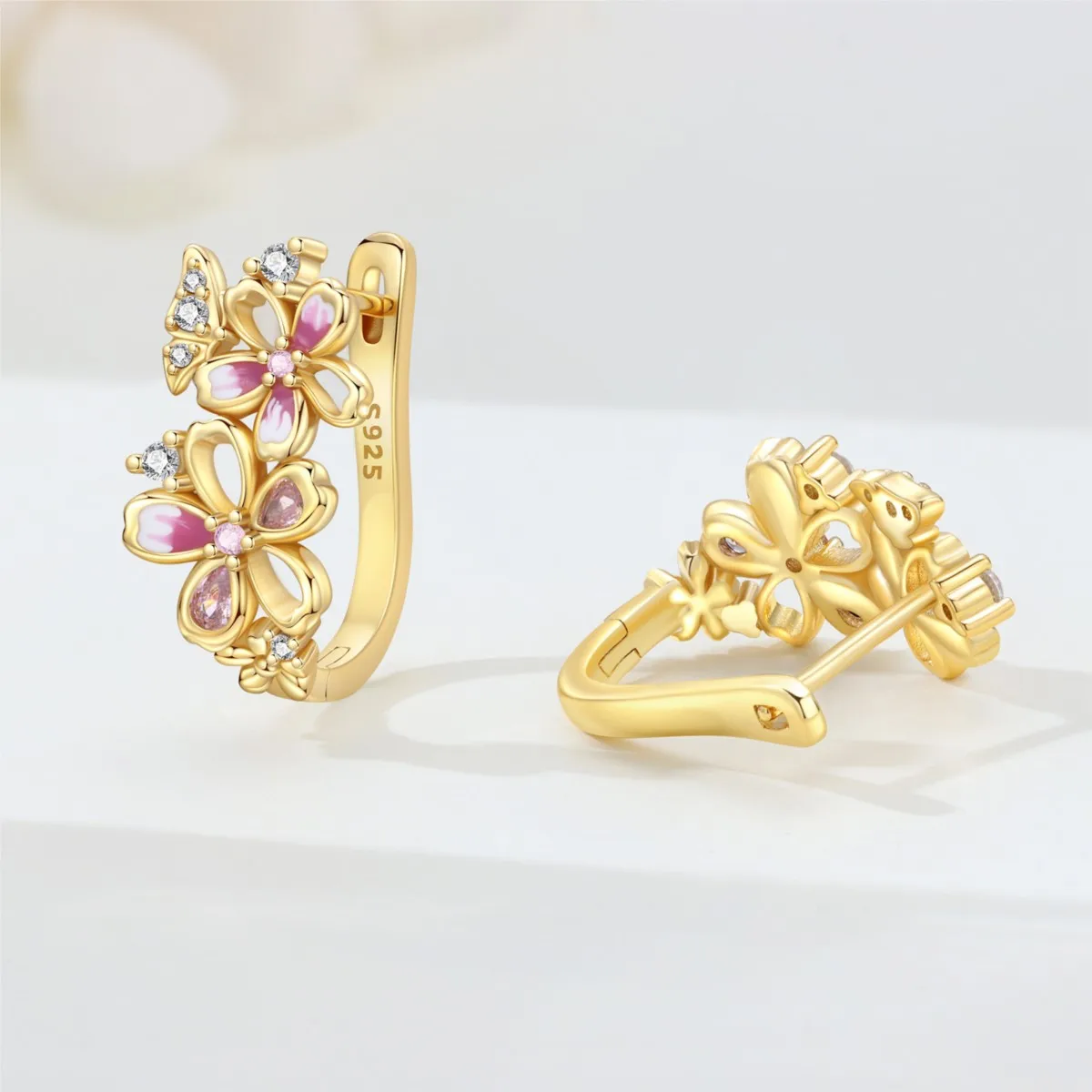 MISEFF S925 Sterling Silver Earring Fashion Artistic Texture Earring 18K Gold-Plated Original Fine Jewelry Birthday Gift