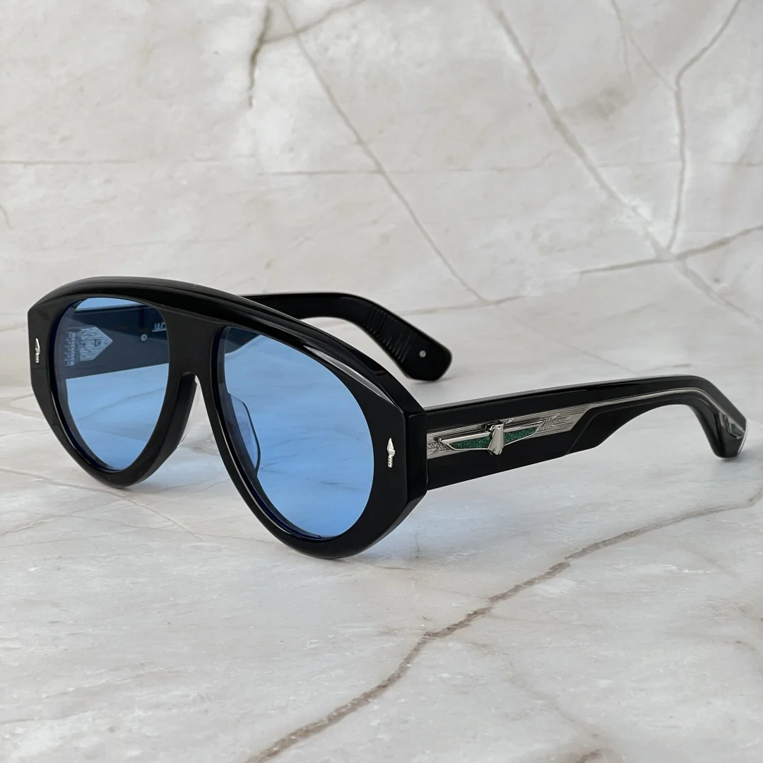

JMM Handmade Thick Oval Acetate Sunglasses UV400 Vintage Punk High Street Classic Eyewear for Men with Case
