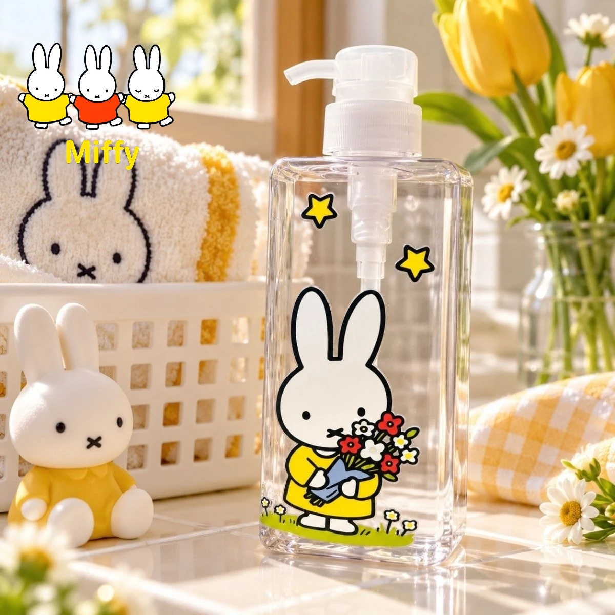 Kawaii Miffy Divided Bottle Cute Cartoon Miffy Pressed Shower Gel Laundry Detergent Makeup Remover Oil Portable Empty Bottle