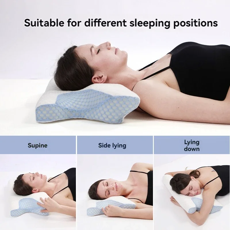 Slow Rebound Cervical Neck Pillow Zero Pressure Butterfly Pillow Neck Pain Relief Ergonomic Contour Orthopedic Support Pillows