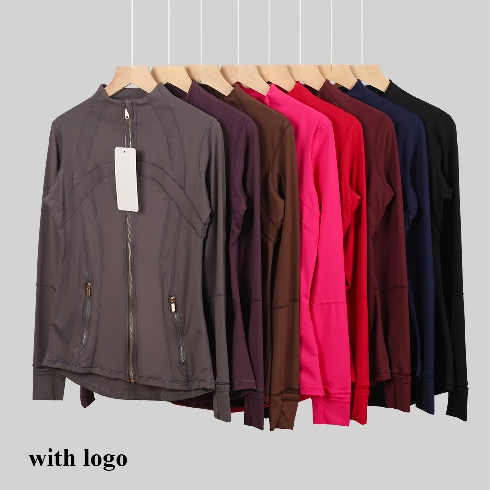 سترة للياقة البدنية للسيدات من LULU بسحاب ذهبي، وياقة واقفة، وملابس الجري لليوجا سريعة الجفاف