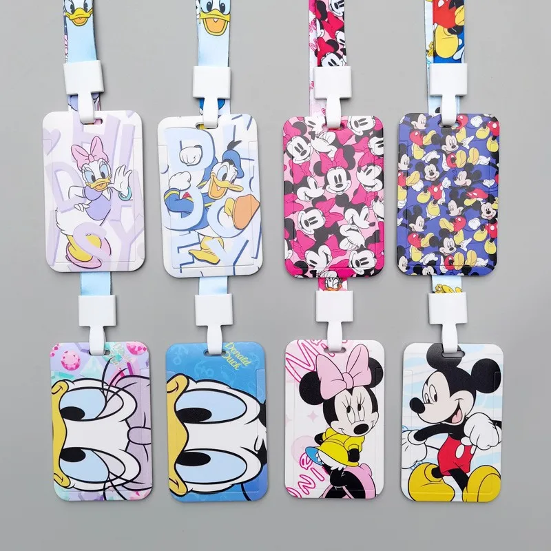 

Kawaii Disney Mickey Mouse Card Holder Cute Transit Card Case With Neck Lanyard Student Campus Meal Card Girls' Gift
