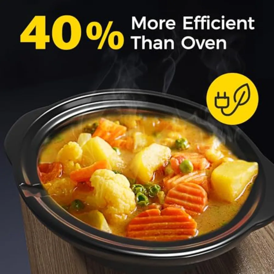 جهاز تسخين بوفيه للطباخ البطيء الثلاثي مع 3 أوعية سيراميك قابلة للإزالة لخدمة الوجبات الساخنة في الحفلات ودرجة حرارة قابلة للتعديل