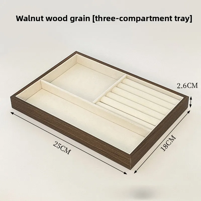 High-end Walnut Pattern Jewelry Tray, Multi-grid Storage