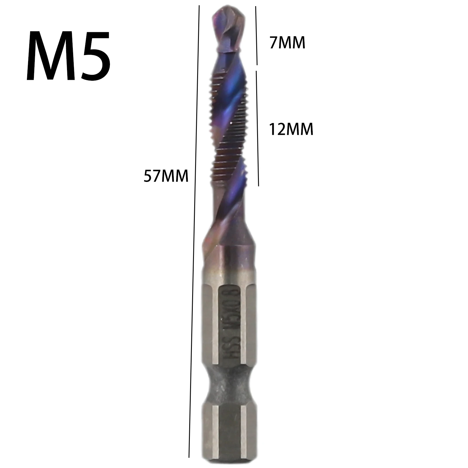 Tap Drill Bit Hex Shank Screw Bit Screw Machine Compound Tap M3-M10 HSS Screw Thread Bit Screw Machine Compound Tap Hand Tools