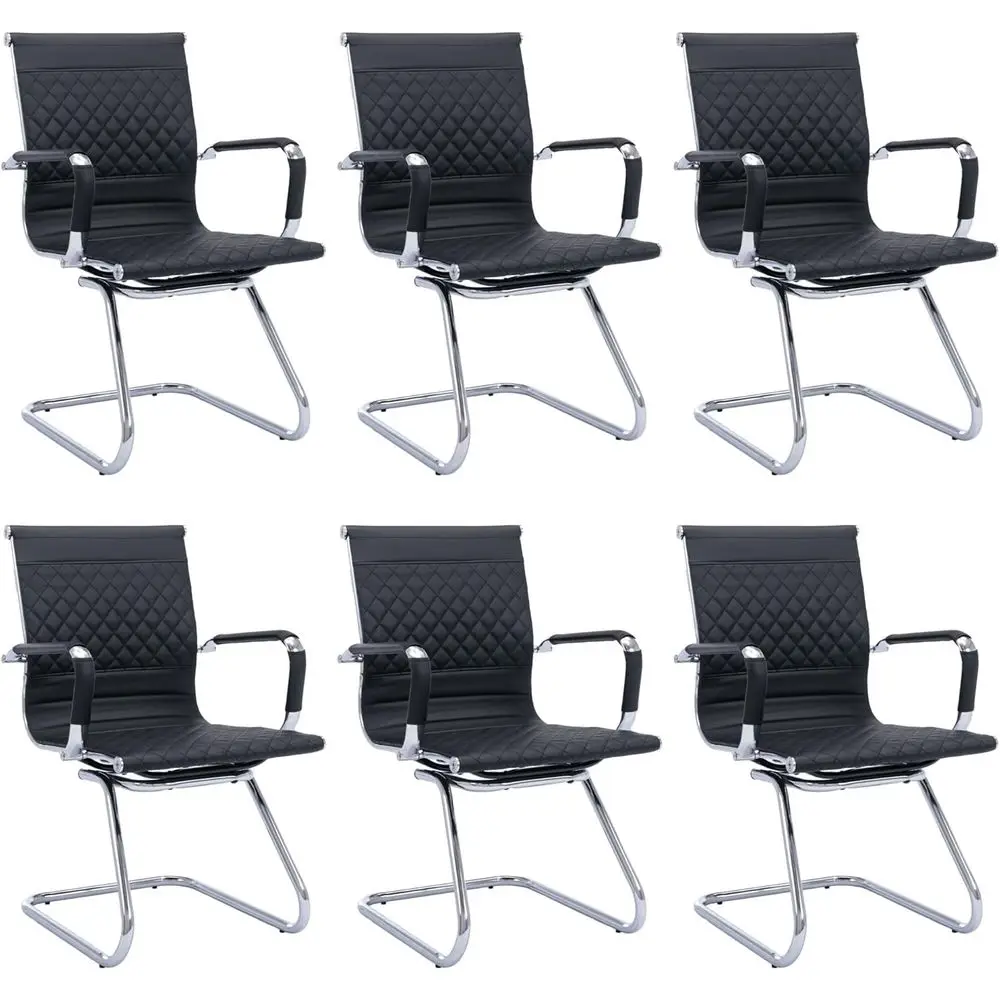 

Conference Room Chairs Set of 6 with High-Back, Black Synthetic Leather Desk Chairs