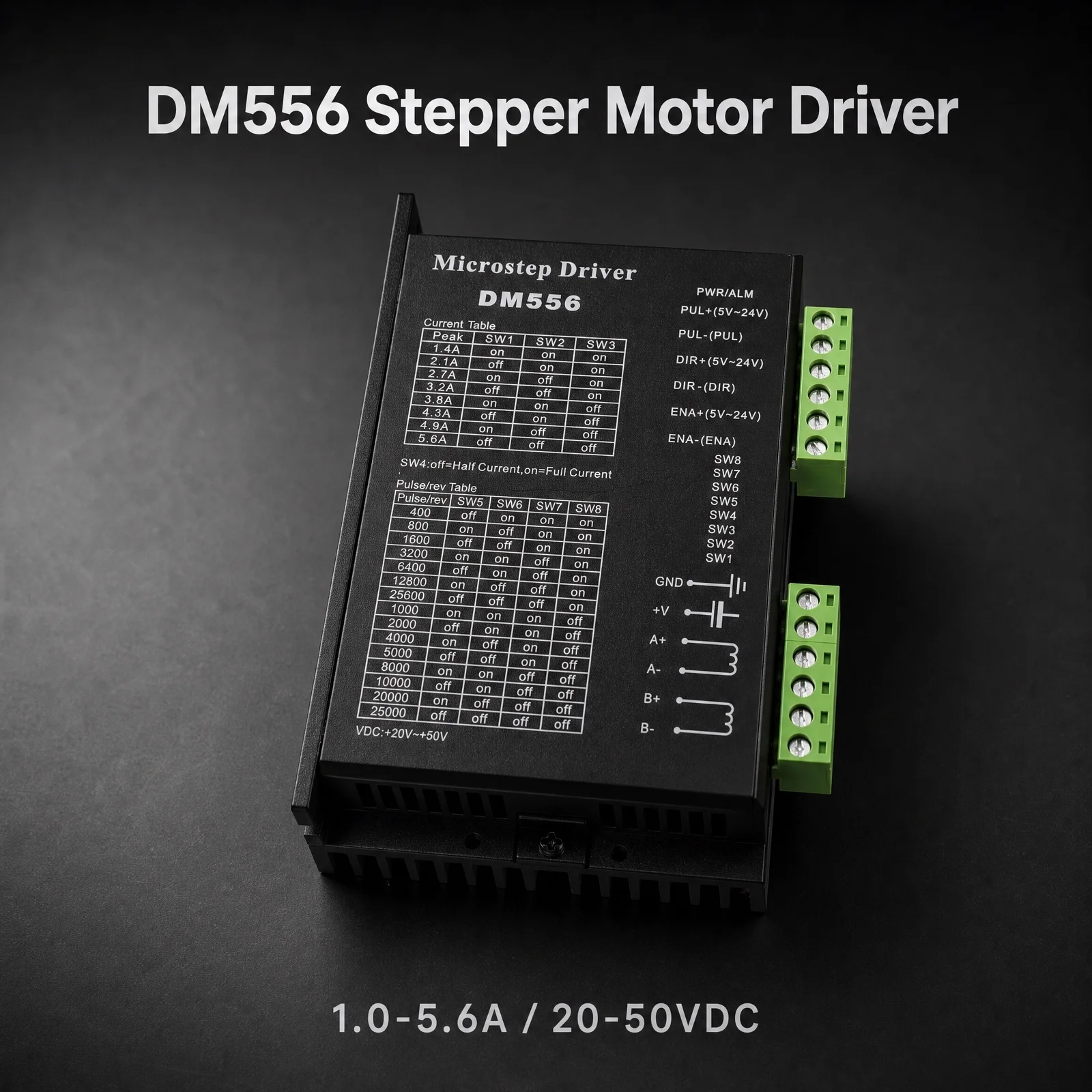 DM556 CNC Stepper Motor Driver Digital Microstep Controller 20-50VDC 1.4-5.6A for NEMA23 NEMA17 Stepper Motor