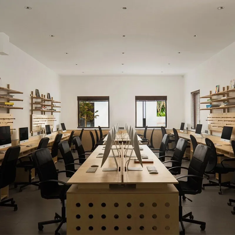 Office Computer Desk Desk Solid Wood Hole Table Zhongdao Table Workbench Birch Board Large
