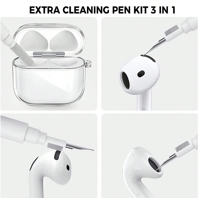 For Airpods 4 Case Cover Soft Shell Transparent TPU Cover With Cleaner Kit&Lanyard Glitter Earphone Cases For AirPods pro2 1 2 3