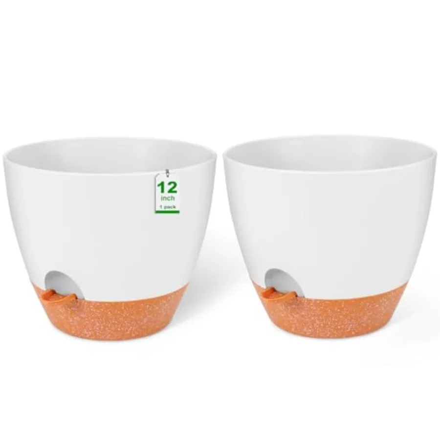 

planters, Plant Pots, Self Waterg Pots, 2 Pack Large Plastic Flower pots with Deep Reservior and High Draage Holes for door Out
