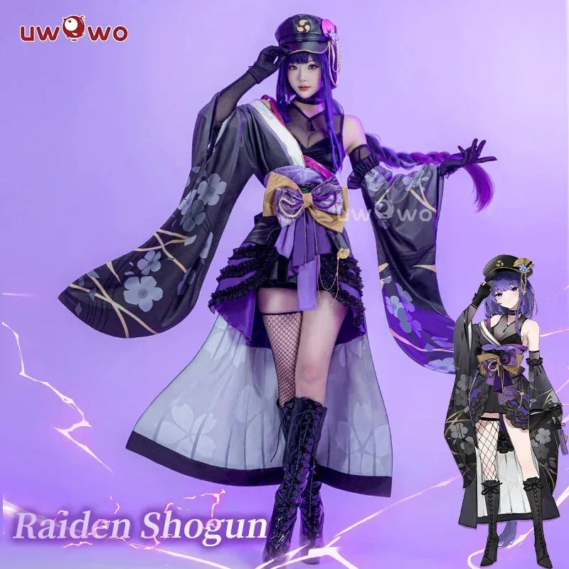 الدفعة الأخيرة UWOWO Genshin Impact Fanart Raiden Shogun Taisho كيمونو أزياء تنكرية