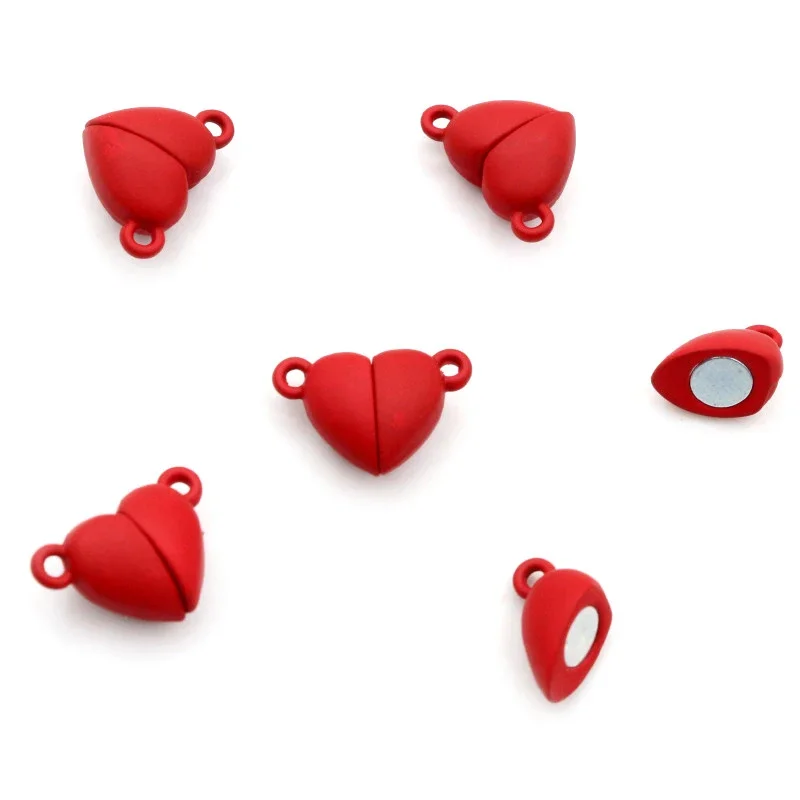 5 Sets Love Heart Round Shaped Magnetic Connected Clasps Beads Charms End Caps for DIY Couple Bracelet Necklace Making image 6