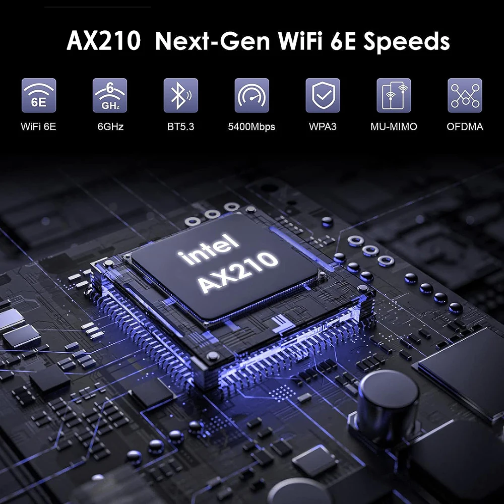 WiFi 6E Intel AX210 PCIE WIFI Adapter 5374Mbps AX210NGW Wireless Bluetooth 5.3 Network Card 10dbi Antenna 802.11AX Windows 10/11