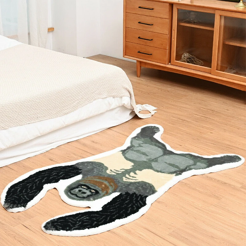 Nordic Style Plush Animal Printed Rug Panda Leopard Tiger Giraffe Lion Shape Faux Rabbit Fur Carpet Antiskid Cute HomeDecoration