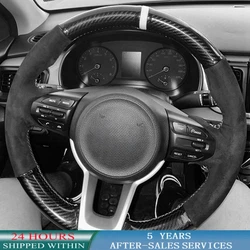 Steering Wheel Customized Car Steering Wheel Cover Anti-Slip Suede Carbon Fiber For Kia Rio Rio5 K2 Picanto Morning 2017-2019
