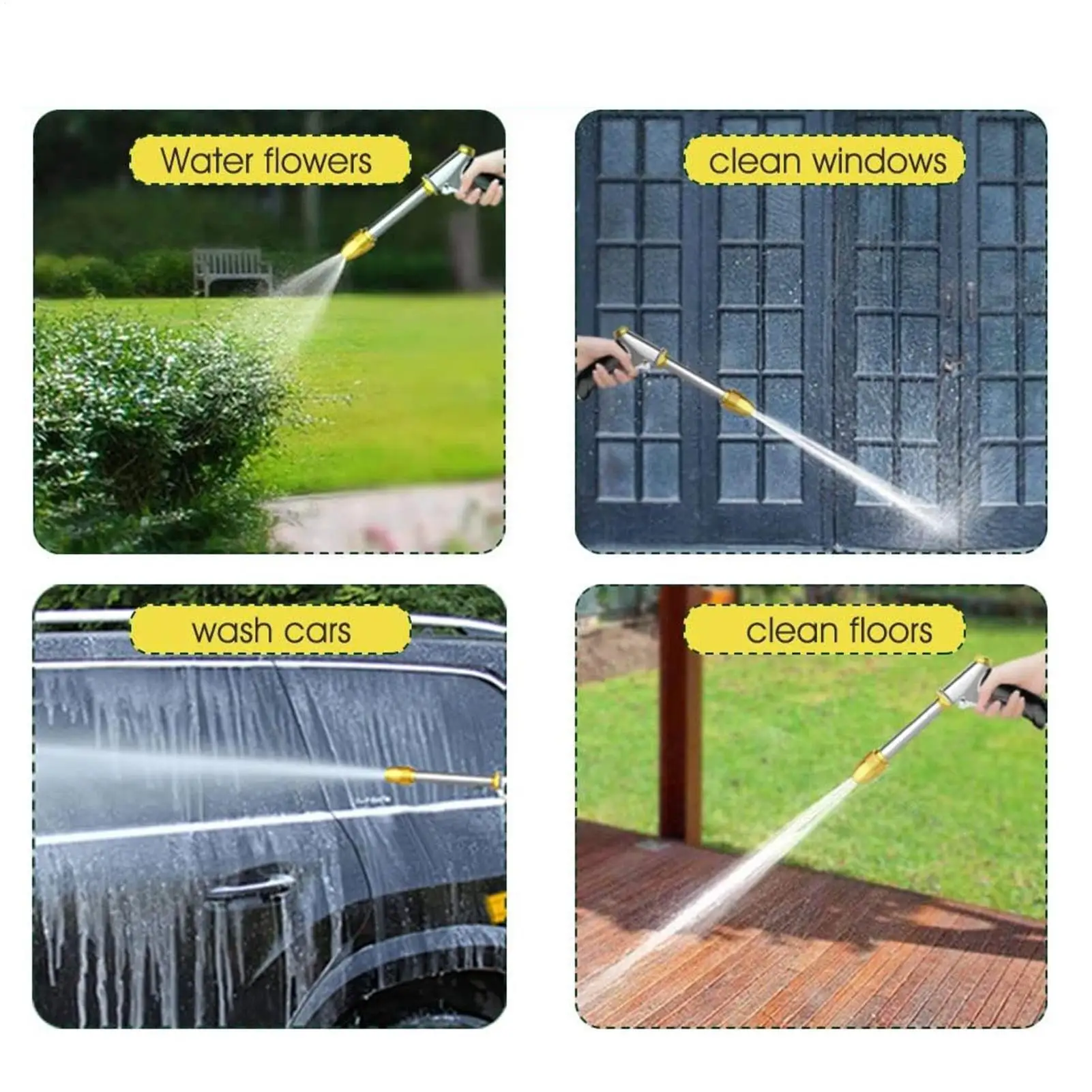 

Садовый распылитель для шланга, усиленный, с 4 регулируемыми режимами распыления, для газона, двора, патио, подъездной дорожки, гаража, дома