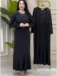 Muslim Abaya Women Long Dress Diamonds Arab Kaftan Party Long Dresses Maxi Robe Jalabiya Vestidos Largos Ramadan Morocco Dubai