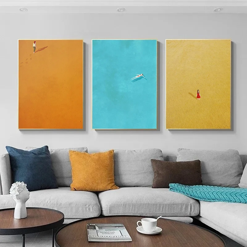 الإبداعية فتاة وحده الملصقات الحد الأدنى الملونة قماش لوحات طباعة صورة الداخلية جدار الفن لغرفة المعيشة ديكور المنزل