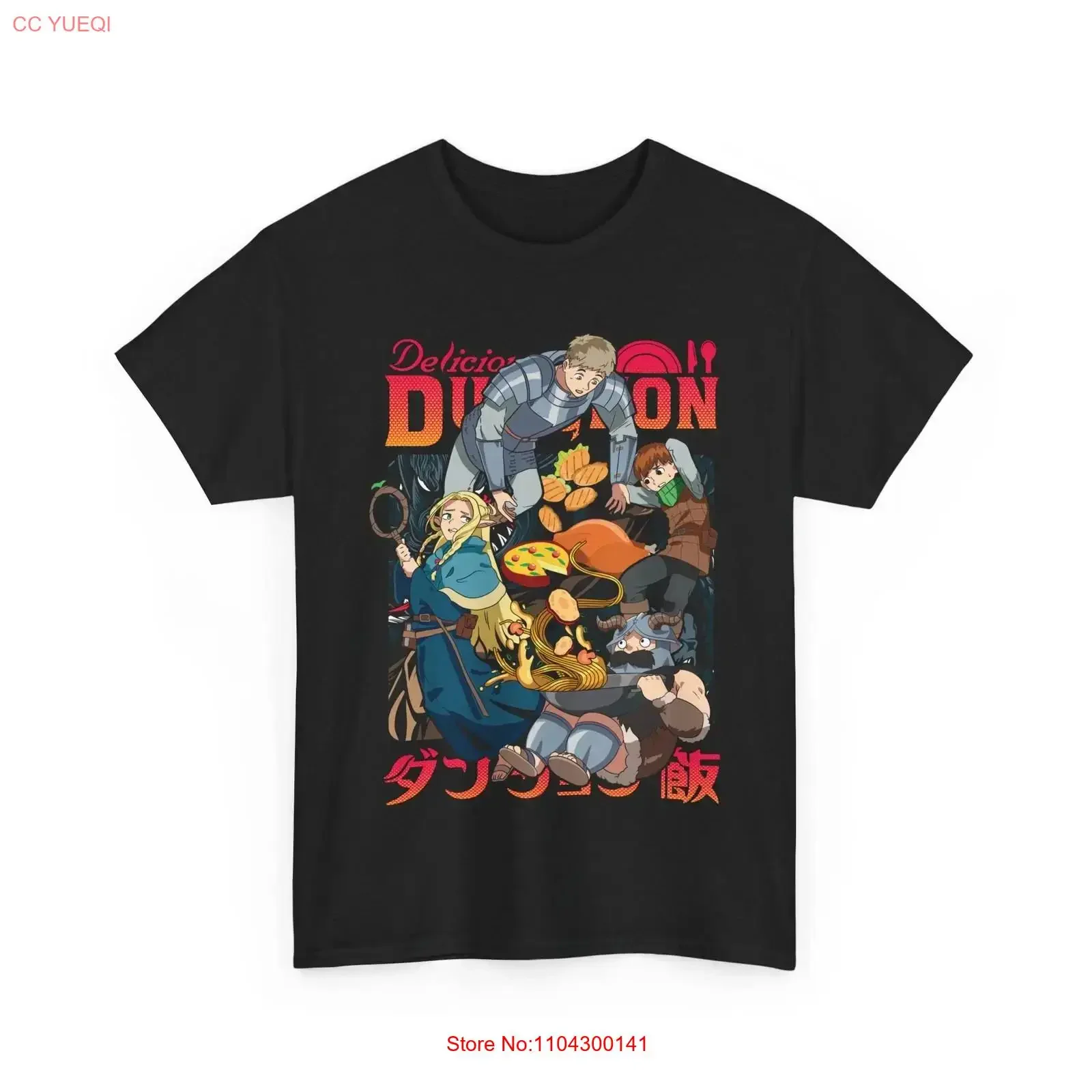 Anime Laios Touden Dungeon Meshi Black T Shirt 4 vintage Washed Unisex Slightly homme Stylish Casual fashion Stretched graphic