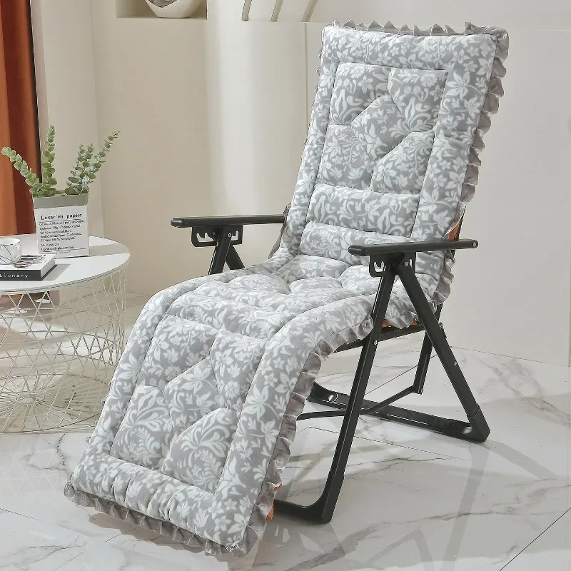 Thick Flannel Recliner Cushion Autumn Winter Warm Long Lounge Chair Pad, Foldable Nap Mat for Outdoor & Indoor Rattan Chair