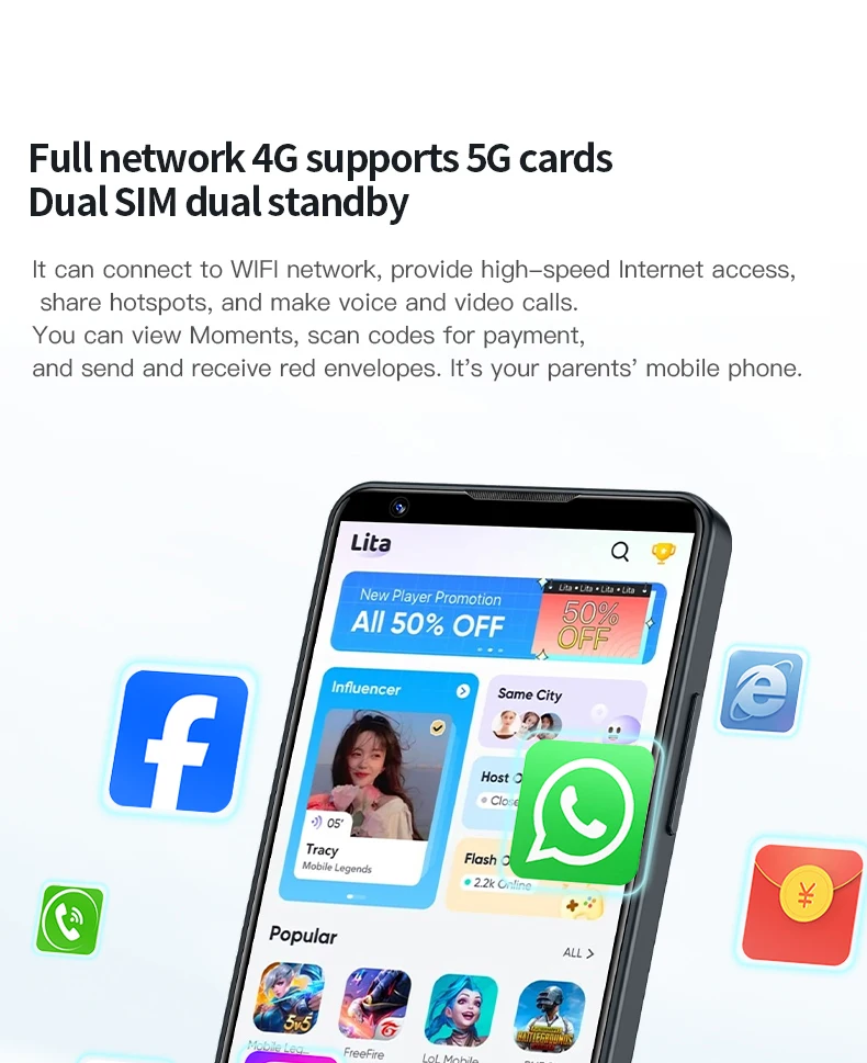 DOOV R70 4G Android Phone Google Play Smartphone Dual SIM 6GB RAM 128GB Storage 4.0" IPS Display Physical Keyboard Mobile Phone
