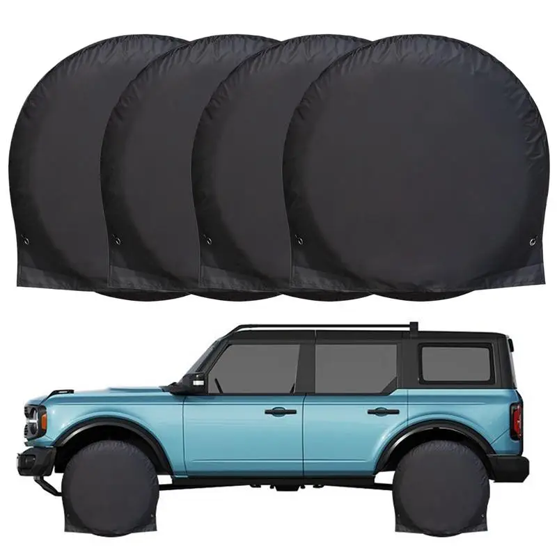 

Tire Cover 4X Wheel Covers For Trailer Tires Sun Protection Wheel Guard With Elastic Fixing Straps For Truck RV Caravan Use