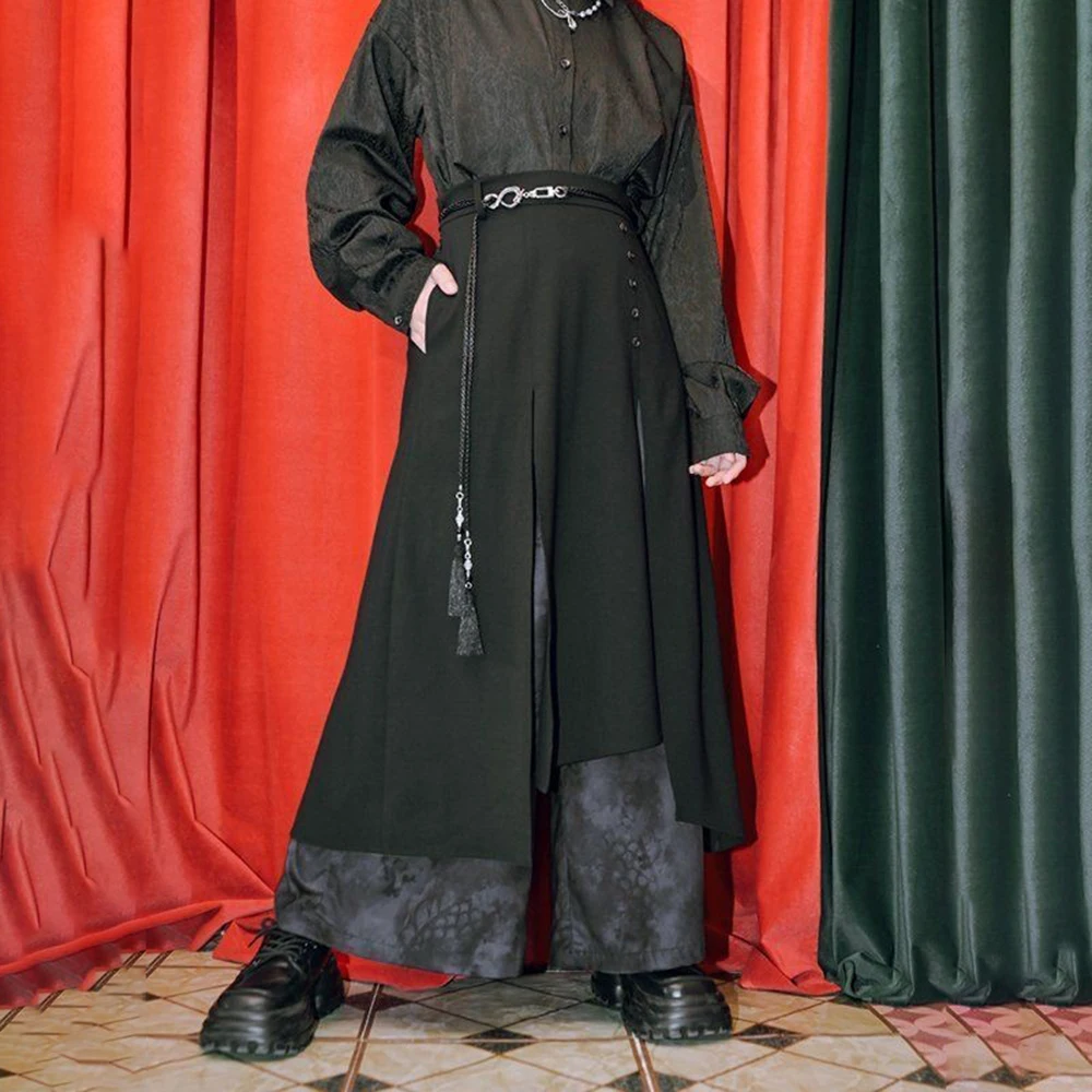 

Winter New Men's Patchwork Skirt Pants Unisex American Retro Fashion Trend High Street Casual Loose Fit Niche Men's Bottoms