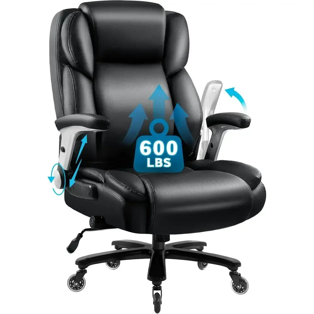 Ergonomic Heavy-Duty Office Chair with Lumbar Support, Wide Seat and Padded Armrests for 600 lbs, Black