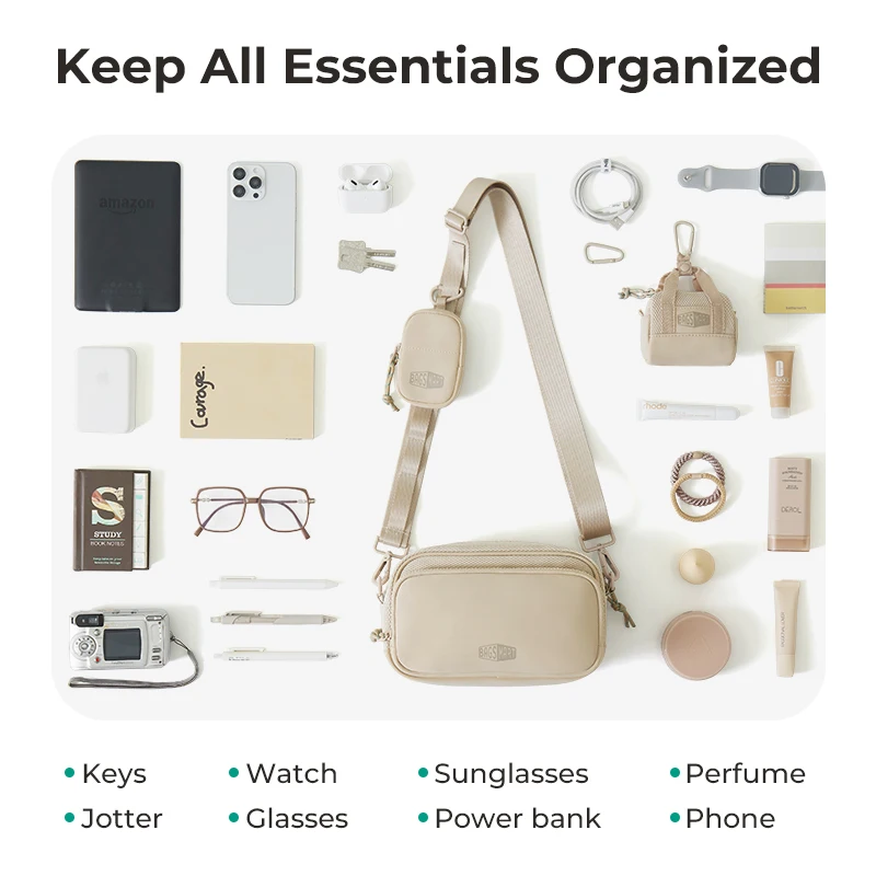 BAGSMART レディース クロスボディバッグ ワークアウト カジュアル ショルダーバッグ ハンズフリー ウォレット ベルトバッグ 大容量 メンズ アウトドア ファニーパック