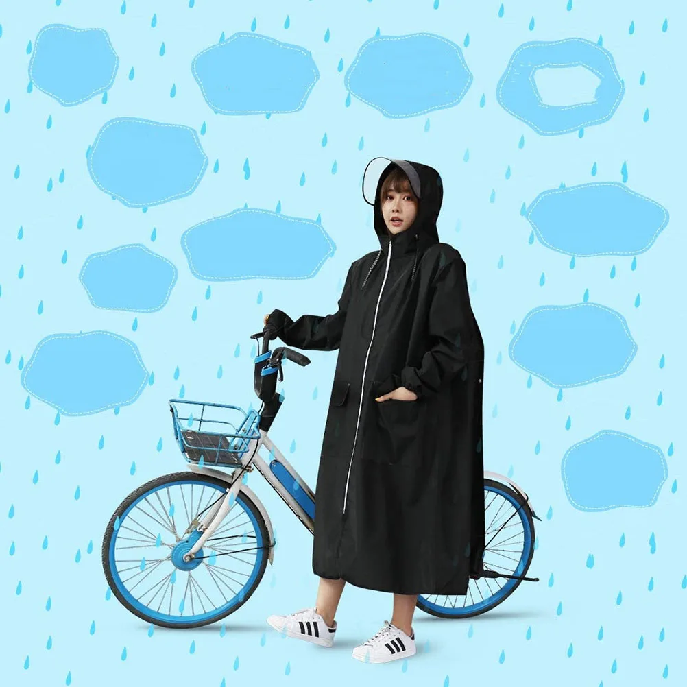 

Adult Hooded Raincoat Thicken Eva Waterproof Portable Lightweight Reusable Rain Poncho for Outdoor Travel Hiking Black Xl Size