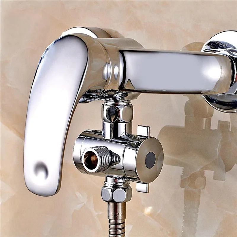 AT29-3X ABS Chrome 3 Way Diverter Hose Fitting T Shape Adapter Connector For Angle Valve Hose Bath Shower Arm Toilet
