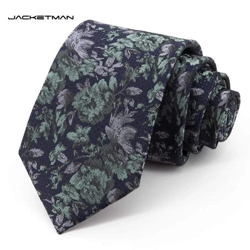 high-quality-fashion-tie-dark-blue-personalized-green-flower-pattern-men's-business-dress-shirt-accessories-8cm-wide-version-tie