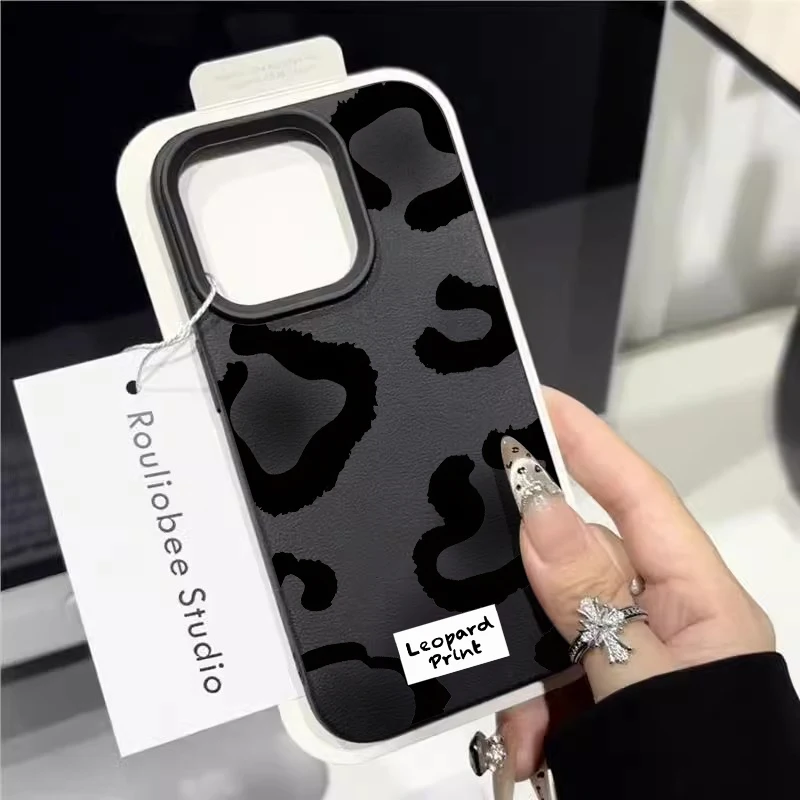 Fein schimmernde Leopardenmuster-Silikonhüllen für iPhone 17 14 15 16 Pro Max Plus, iPhone 15 16 13 12 11 15 8 XS XR Luxus-Cover – Detail 5