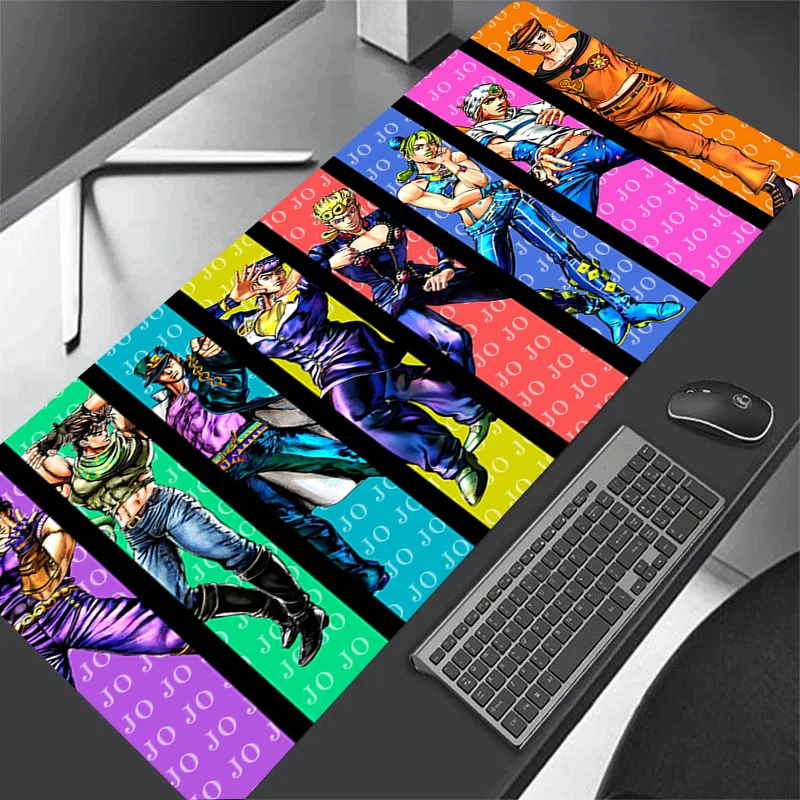 Anime Cartoon Dazzling Cool Mousepad Jojo Bizarre Adventure Cabinet Keyboard Gaming PC Accessories Thickened Soft Mouse Pad XXL