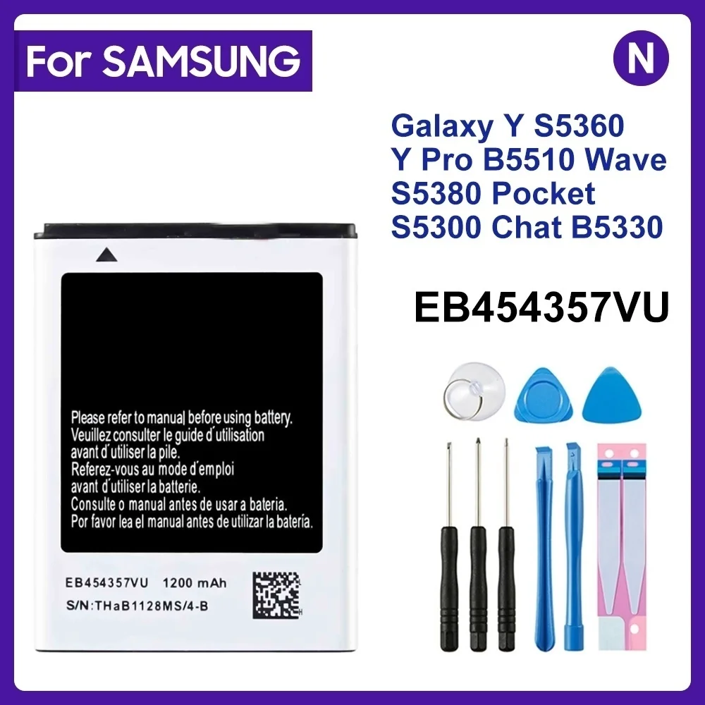 For SAMSUNG EB454357VU 1200mAh Battery For Samsung Galaxy Y S5360 Y Pro B5510 Wave S5380 S5368 Pocket S5300 Chat B5330