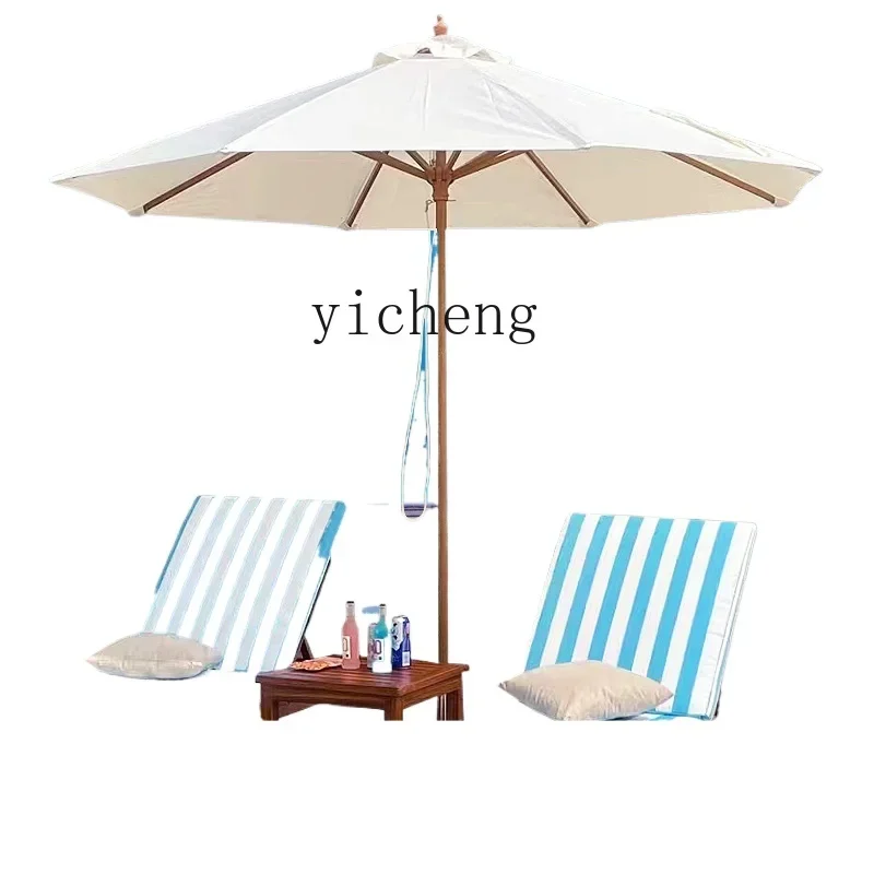 

Tqh Yard Outdoor Umbrella Sunshade Courtyard Balcony round Solid Wood Outdoor Swimming Pool Beach Sun Umbrella