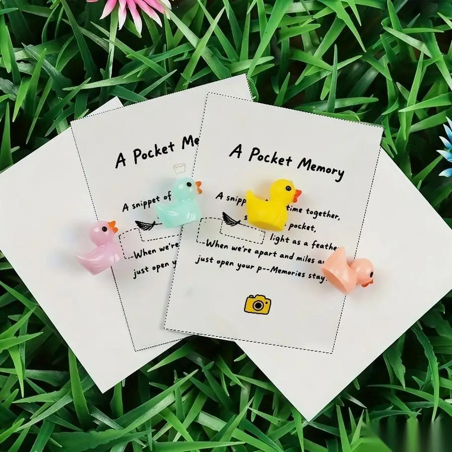 1/5/10/20/50/100pcs  Lucky Duck Pocket Hugs - Fantasy Theme Resin Charms with Inspirational Messages, Assorted Colors, Includes