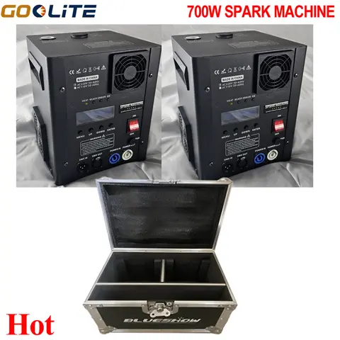 2PCS/Lot 700W Cold Spark Machine with Flightcase DMX Remote Cold Firework Fountain Machine Upper Spray Wedding Party Ti Powder