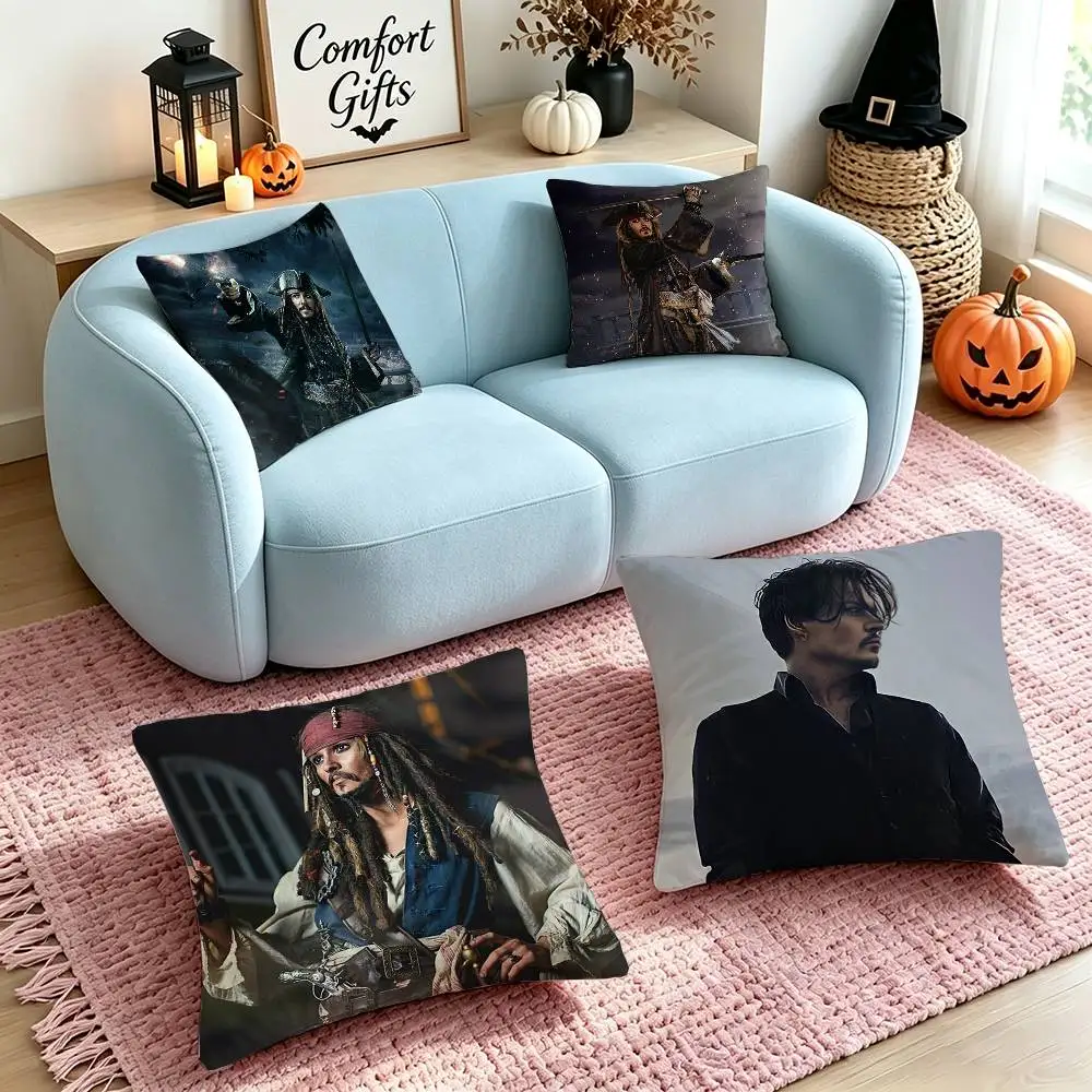 Actor J-Johnny D-Depp Cool Pillow Case Square Double-Sided Sofa Cushion Cover Bedroom Bedside Pillow
