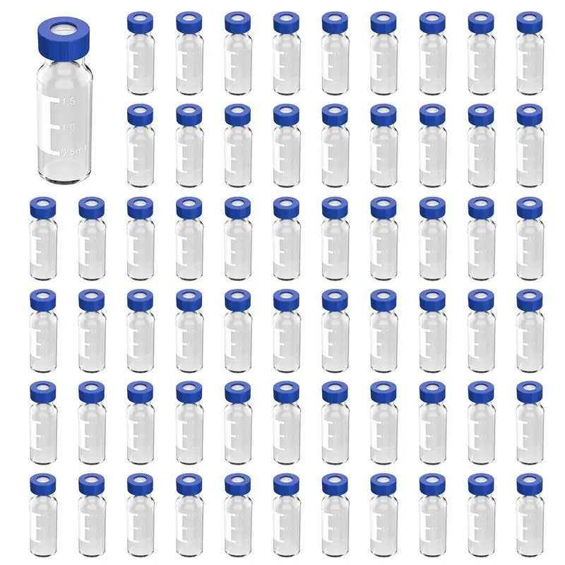 

Efficient 2ML Autosampler Vials Pack Of 300 - HPLC Vials 9-425 Clear Vials With Blue Screw Caps,Blue White Septa