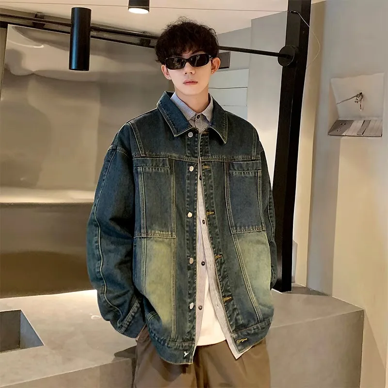 

2025 New Men's Denim Jacket Autumn Winter, Warm Fleece Lined, Slim Fit Jean Coat, Button Front, Retro Fashion