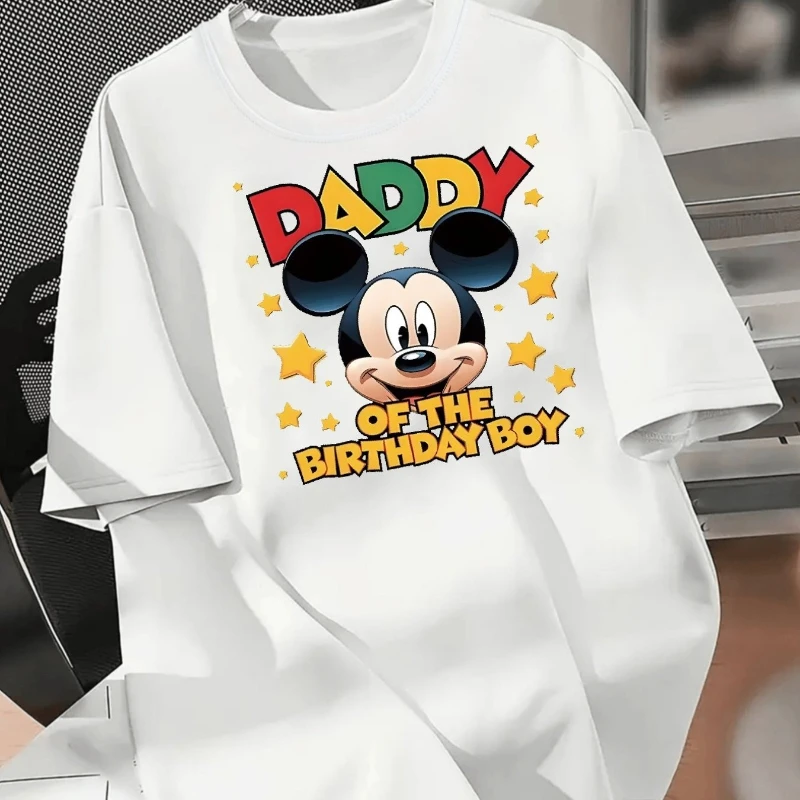 

Мужская футболка с принтом Disney Mickey Dad на день рождения для мальчиков, повседневная модная одежда из чистого хлопка на четыре сезона для мужчин и женщин