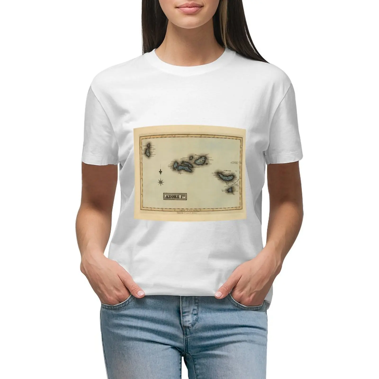 

Vintage Azores Islands Map (1823) T-shirt aesthetic clothes hippie clothes cropped t shirts for Women