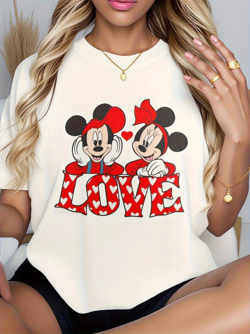 تي شيرت نسائي صيفي ساخن لعام 2025 تي شيرت ماوس كارتوني ديزني ذو علامة تجارية مشتركة تي شيرت لكل من الرجال والنساء في عام 2025 Y2k #2