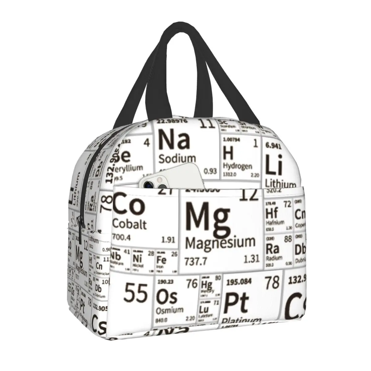 Periodic Table Elements Insulated Lunch Bags for Camping Travel Science Chemistry Chemical Waterproof Cooler Thermal Bento Box