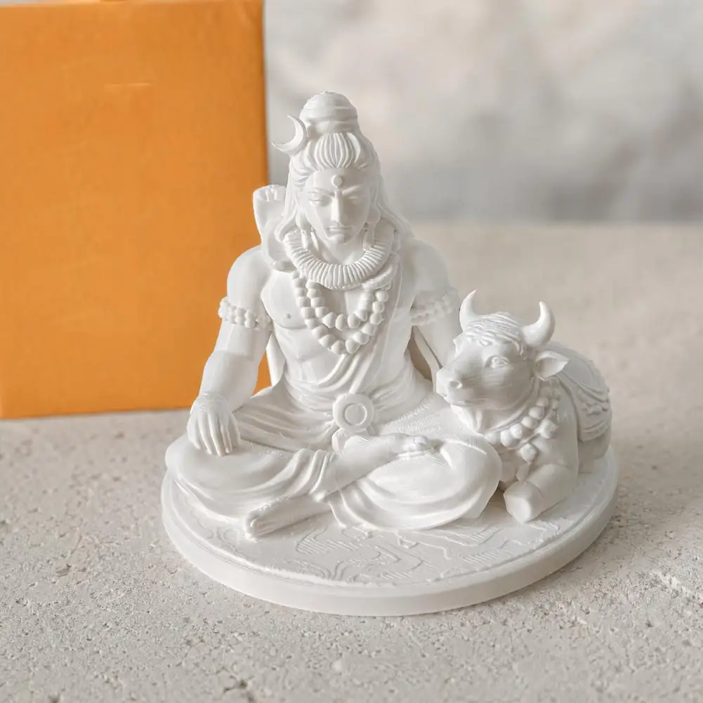 Home Altar Ornament Meditation Ornaments 3d Printed Shiva Statue with Nandi Bull Miniature Desktop Meditation Decor for Yoga