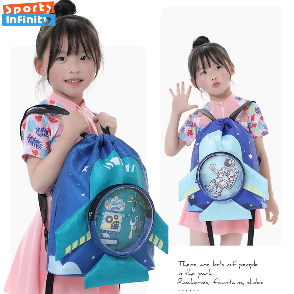 Children's Cartoon Swimming Bag Waterproof Dry and Wet Separation Swim Backpack Clothes Shoes Goggles Storage Pouch Beach Bag